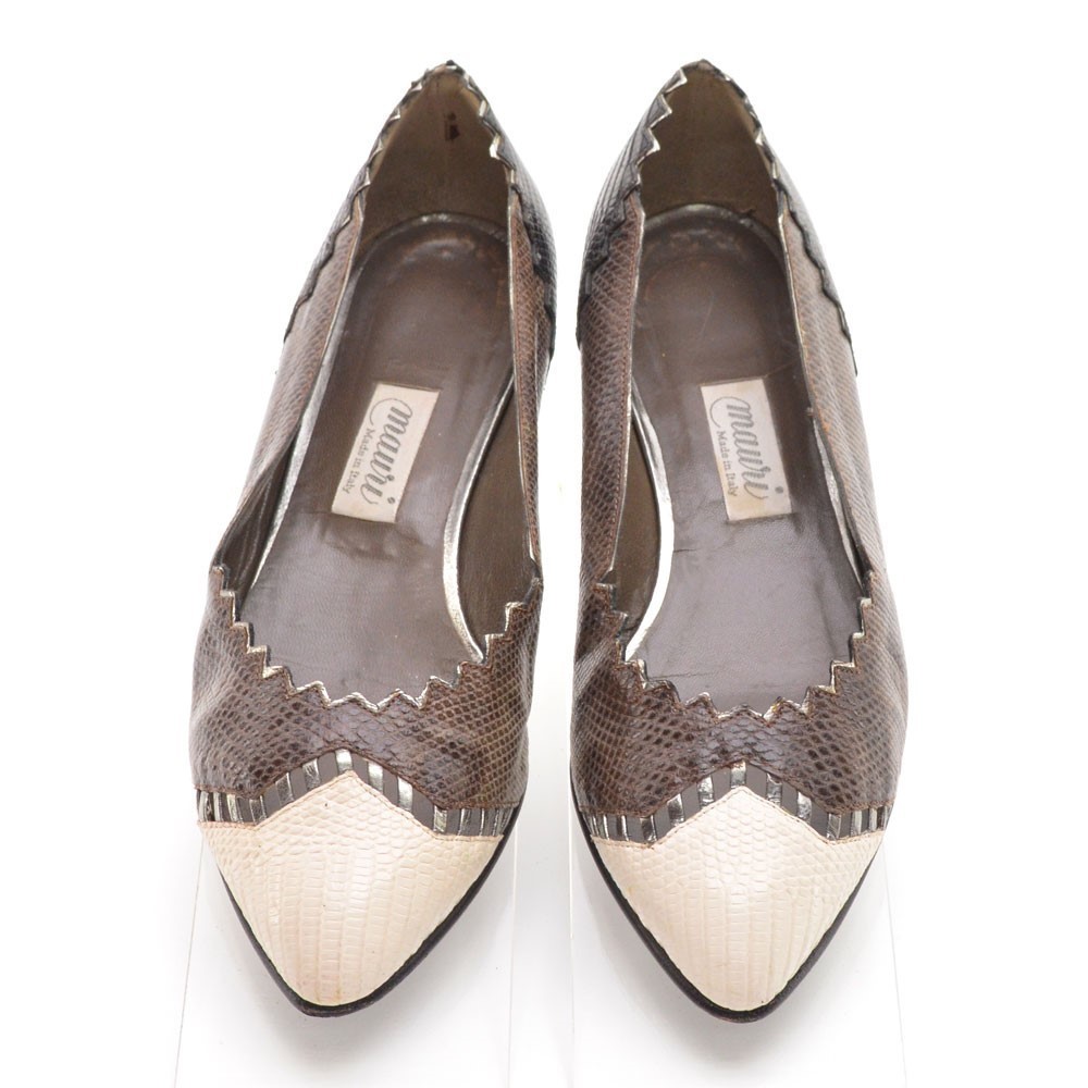 Mauri Genuine Snake Pointed Toe Ballet Flats 5.5 M - Picture 3 of 7
